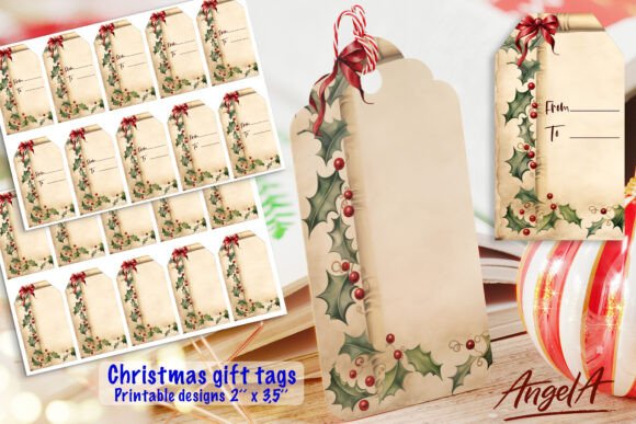 Download Christmas Printable Gift Tag, Retro PNG - Christmas printable Collection