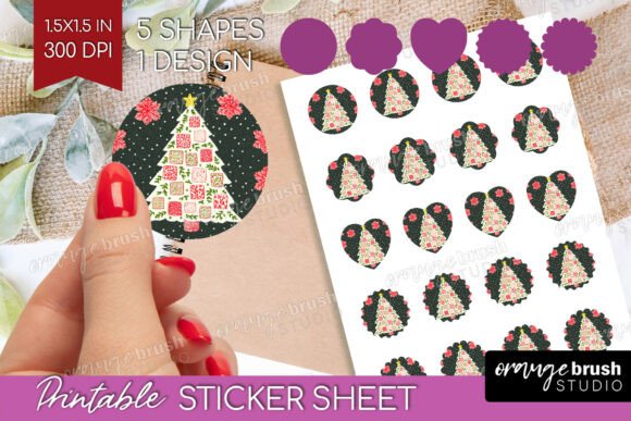 Download Retro Christmas Printable Sticker Sheet - Christmas printable Collection