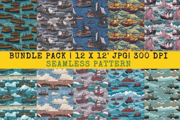 Download Bundle Ships Sea Pattern Digital Paper - Sea pattern Collection