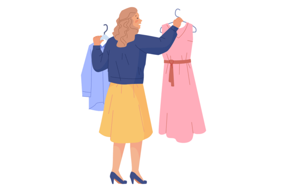 Download Woman Choose Dress in Boutique. Clothing - Boutique Collection