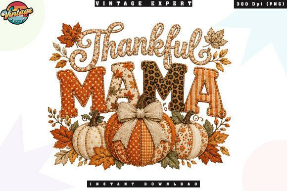 Download Thankful Mama Patchwork Pumpkin PNG - Thankful Collection