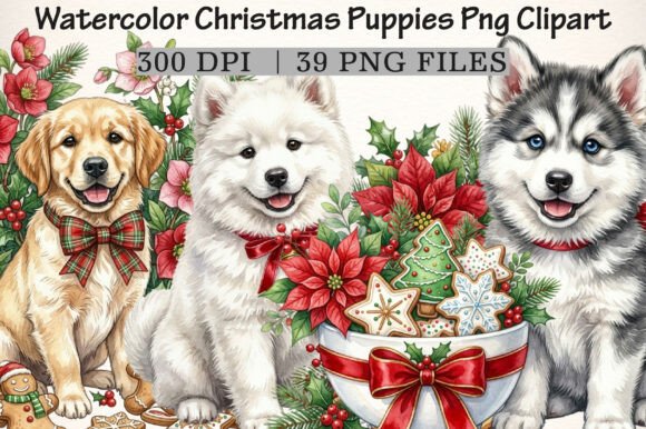 Download Watercolor Christmas Puppies PNG Clipart - Watercolor christmas puppies png clipart Collection